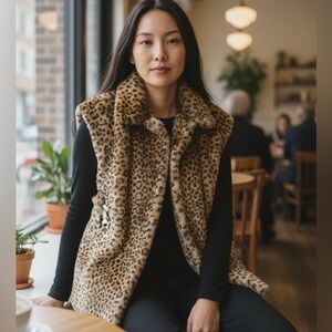 Leopard Print Faux Fur Vest